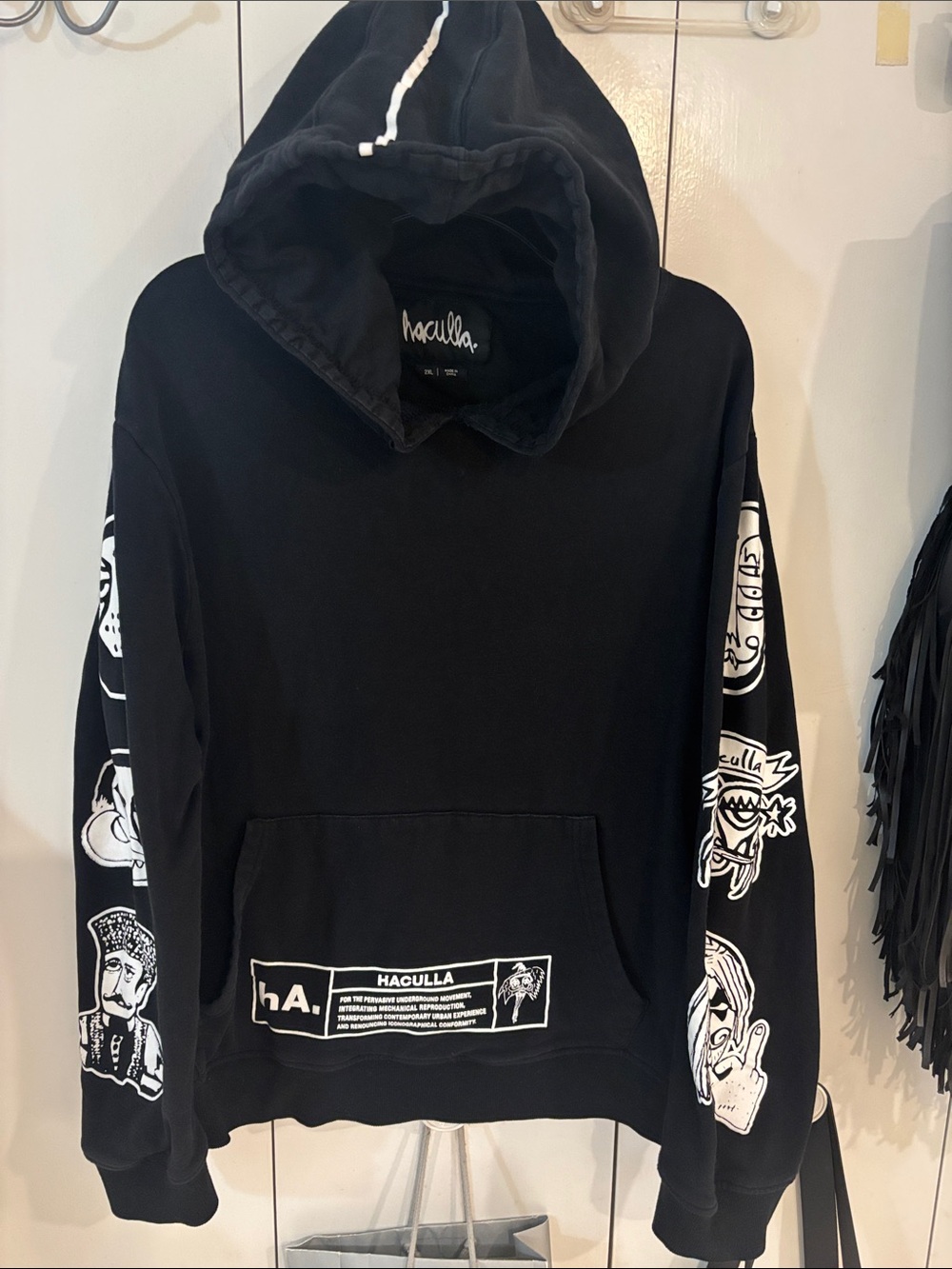 Haculla Hoodie black&white,2XL